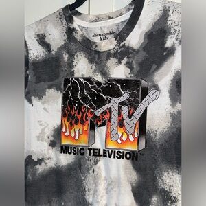 ABERCROMBIE & FITCH Boys T Shirt 15/16 Kids TIE DYE MTV Music Television Tee EUC